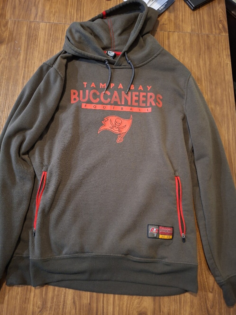 NFL Tampa Bay Buccaneers Olive Hoodie with Red Logo